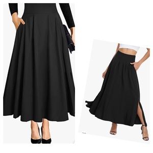 ARELI COLLECTION - Asymmetrical Scalloped Hem Maxi Skirt - 8
